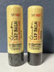 Bath Body Works C.O. Bigelow LEMON Lip Balm Set 2x Lot 100% Natural Lemon SEALED