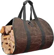 Firewood Bag - Large Carry Bag, Firewood Wood Holder | Heavy Duty Canvas Wood Bag, Wood Stove Accessories, Indoor Fireplace Carrier, Campfire, Campfire, Firewood Holder for
