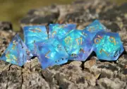 Dragon's Arctic Aurora - Handmade Resin 7 Piece Gaming DND RPG 5e Dice Set
