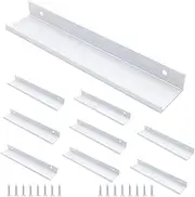 Set of 8 NUZAMAS Kitchen Lip Pull Handles, Aluminum Alloy, Silver Color, Door Handles, Concealed Finger Pull Handle for Home Kitchen Door Drawer Cabinet, 20cm