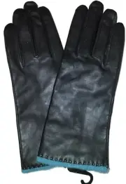 Women's Angora & Lambswool Lined Leather Gloves Women's, Black, XL.
