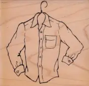 hanging shirt stampendous Wood Mounted Rubber Stamp 4 x 4" Free Shipping