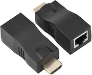 HDMI to RJ45 Extender, HDMI Extender Transmitter and Receiver Network RJ45 Over Ethernet LAN Cat 5e / 6 / 6e, Support HDTV 1080P 3D 2X HDMI 30m to RJ45 Network Cable Extender Converter Repeater