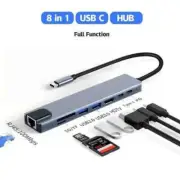 Type C Docking Station (8 IN 1) 4K USB 3.0 Hubs SD/TF RJ45 SS HDTV UHD 4k