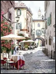 Cobbled Street - DIY Chart Counted Cross Stitch Patterns Needlework 14 ct Aida
