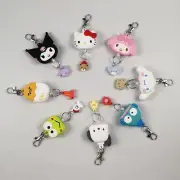 Japan Sanrio Kitty Melody Kuromi Hangyodon Reel Keychain Mascot Charm 030341