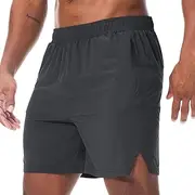 [Surenow] Men's Athletic Running Shorts Workout Gym Shorts Quick Dry Lightweight Basketball Tennis Shorts with Zipper Pockets