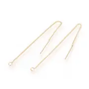 10 Gold Plated Brass Pull Through Threader Earring Chains Findings Stick 82~85mm