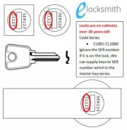 Key to Code Number Fits Lockwood CL001-CL1000 or 1-960 Cabinet Lock