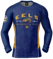 Parramatta Eels NRL Ashtabula 'Blocker' Long Sleeve Rash Vest Sizes S-2XL!