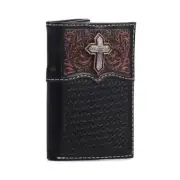 Ariat Trifold Men's Wallet Dark Oil with Cross Concho