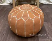 Genuine Asthetic Looking Ottoman Unstuffed Moroccan Leather Pouffe Handmade