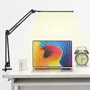 LED Desk Lamp, brightower Adjustable Swing Arm Table Lamp with Clamp, Eye-Caring Architect Desk Light, Dimmable Lamp for Home Office with USB,3 Lighting Modes with 10 Brightness Levels,12W (Black)