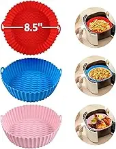 TMYIOYC 3-Pack Air Fryer Silicone Pot, 8.5 Inch Air Fryer Basket, Food Grade Accessories, Reusable Air Fryer Liner, Replacement of Parchment Liners, No Need to Clean the Fryer(For 5 to 6QT)