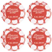 4x Splosh Christmas Memories Ceramic/Cork Coaster Drink Mat/Pad Round 10.5cm Red