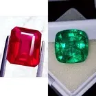 Mixed Pair 8 to 10 Ct Loose Gemstone Natural Emerald & Ruby Certified RM177