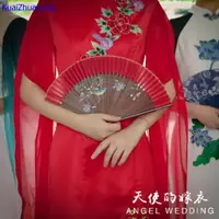 在飛比找蝦皮購物優惠-【天使嫁衣】玫紅色中式演出表演走秀禮儀婚紗禮服旗袍1721