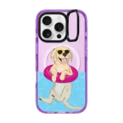 iPhone 16 Pro Impact Ring Stand Case MagSafe Compatible Swimming Golden Retriever