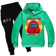 Unisex Kids Among Us Clothes Set Sports Hooded Hoodie Joggers Pants Outfit Green 7-8 Years