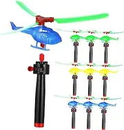 LOPUNER 9pcs Rotating Helicopter Pull String Launchers for Outdoor Flying Fun for Parties and Group Activities