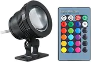 zolyet AC/ 10W Underwater Light Submersible Lamp with Remote Control 16 Colors C Flash/Strobe/Fade/Smooth 4 Lighting Effects IP65 Water-Resistant(Most 1m) Design for Pool Aquarium Pond Fountain
