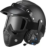 Motorcycle Helmet W/Bluetooth Compact Lightweight Motorcycle Helmet Comfortable and Durable for Adult Men Women Street Riding Moped Cruisers - DOT/ECE Certified