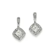 14K White Gold 1/2Ct Real Diamond Post Earrings