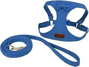 IUOUTG Small Dog & Cat Harness and Leash Set, Adjustable Step-in Vest with Elegant Bowtie, Lightweight No Pull Pet Chest Strap