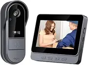 1080P Wireless Doorbell Video Camera, 2-Way Audio Included Chime, Video Doorbell Intercom System with 4.3 Inch Screen, IP66 Waterproof, Indoor Outdoor Surveillance