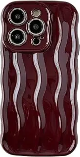 Caseative for iPhone 15 Pro Case,Water Ripple Pattern Curly Wave Frame Soft Compatible with iPhone Case (Wine Red,iPhone 15 Pro)