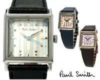 在飛比找Yahoo!奇摩拍賣優惠-Paul Smith  直條紋錶面×真皮錶帶石英機芯腕錶 手