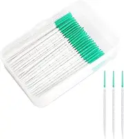 EUZUXU Pack of 200 Interdental Brushes, Silicone Interdental Brushes, Soft Dental Brushes with Box, Dental Brushes for Teeth Cleaning Spaces Tool (Green)