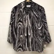 Alfred Dunner Womens 8 Soft Faux Fur 1 Button 2 Pocket Jacket