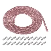 4mm x 1.2m Rhinestone Rope Crystal Rope Pink with Aglets