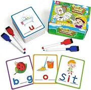 Coogam Short Vowel Spelling Flashcards, Learn to Write CVC Sight Words Color Pattern Handwriting Cards Fine Motor Montessori Educational Toy for Kids 3 4 5 Years Old