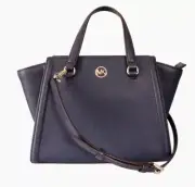 MICHAEL KORS NWT Women's FREYA Small Leather Satchel/Xbody Navy MSRP $328