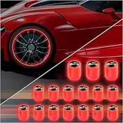 16PCS Fluorescent Tire Valve Stem Caps,Luminous Auto Wheel Air Valve Cap,Universal Decoration Accessories for Car/SUV/Bicycle/Trucks/Motorcycles,Cool Car Gifts (Car/Red-16pcs)