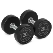 Titan Fitness 20 LB Set Round Urethane Dumbbells, 32mm Medium Volcano Knurling