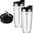 Blender Replacement Parts for Ninja, 24Oz Ninja Blender Cups with To-Go Lids, 7