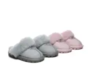 AUSTRALIAN SHEPHERD® UGG Slippers Kids Sheepskin Wool Shirley - Silver / AU Kids 6-7 / EU 23-25