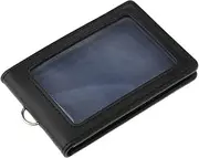 [Generic] #N/A PU Leather Holder Card Cover Badge Holder Visitor ID Double Cards, Black