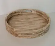 Wooden Round Fruit Bowl Serving Board Tray Platter