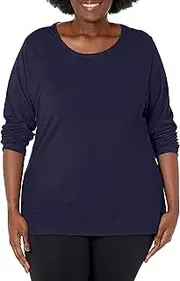 Just My Size Women's Plus Size Long Sleeve Tee, Hanes Navy, 2X