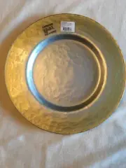 Portmeirion Pearlescent Gold and Silver Glass Platter 13.5" Service Plate Rare!