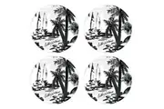 Cinnamon | Round Calypso Capri Ink Glass Coasters Set of 4