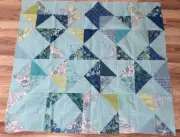 Quilt Top Lap Throw Table Topper Sofa Pillow 33" x 38" Ocean Triangles