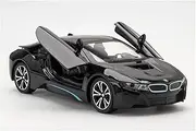 Scale Finished Model Car 1:22 Scale for BMW I8 Sports Car Metal Diecast Car Model Simulation Exquisite Replica Vehicle Souvenir Die-cast Vehicle(Black)