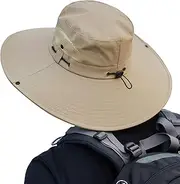 [Muryobao] Mens Sun Hats UPF 50+ Waterproof Mesh Wide Brim Bucket Fishing Hat