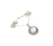 925 Solid Sterling Silver Milky Opalite Chain Pendant-18.8 Inch q151