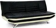 Bronx Sofa Bed Faux Leather Lounge Couch Futon Furniture Adjustable Suite Black